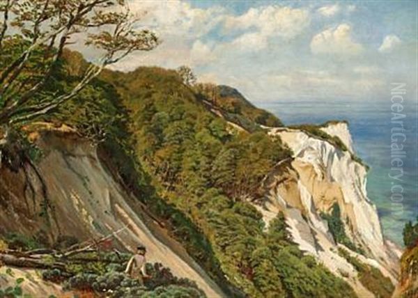 View Of Mons Klint, The Cliffs Of Mon Oil Painting by Godfred Christensen