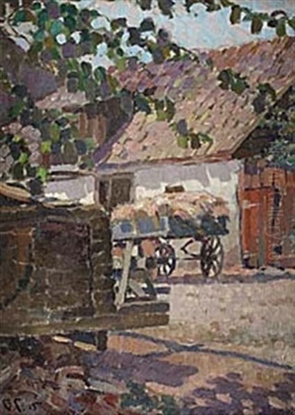 Solbelyst Gardsplan Oil Painting by Godfred Christensen