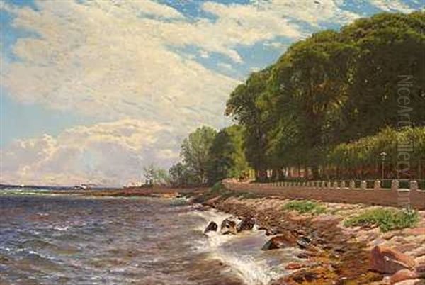 Strand Ved Emiliekilde Oil Painting by Godfred Christensen