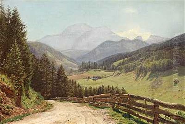 Veien Fra Ramsau Til Hintersee I Bayerisk Tyrol. I Baggrunden Hoher Goll Oil Painting by Godfred Christensen