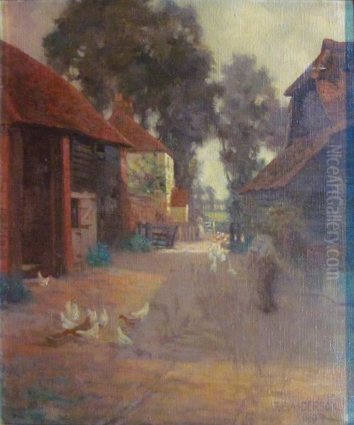 The Farmyard Oil Painting by James Bell Anderson