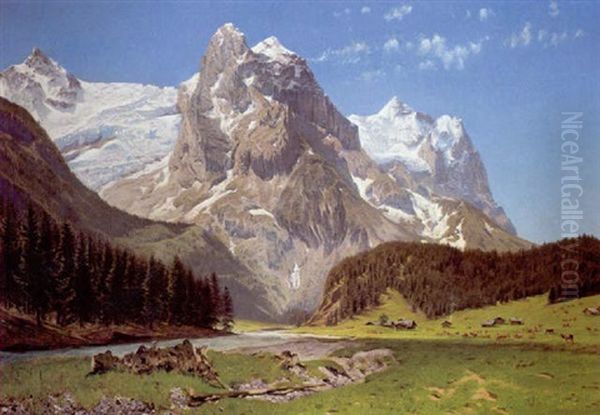 Sommerlandschaft In Den Alpen Oil Painting by Godfred Christensen