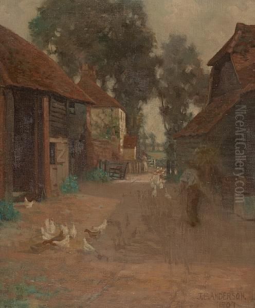 The Farm Oil Painting by James Bell Anderson