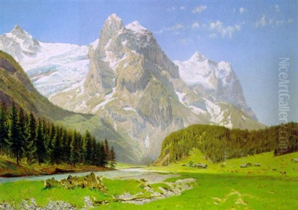 Sommerlandschaft In Den Alpen Oil Painting by Godfred Christensen