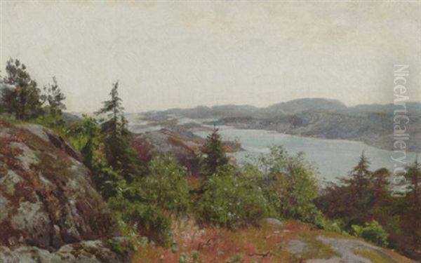 Udsigt Over Sandefjord Oil Painting by Godfred Christensen