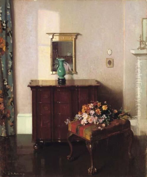 Interior With A Green Vase Oil Painting by James Bell Anderson