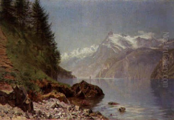 A Fjord In Spring Oil Painting by Godfred Christensen