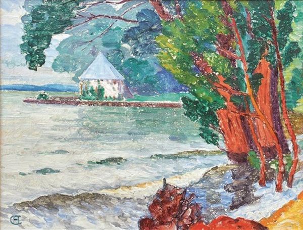 Landschaft Am See Mit Pavillon Oil Painting by Hans Christiansen