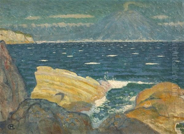 Blick Von Capri Auf Den Vesuv Oil Painting by Hans Christiansen