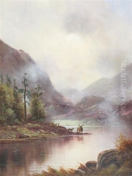 In The Highlands (+ Another; Pair) Oil Painting by Nils Hans Christiansen