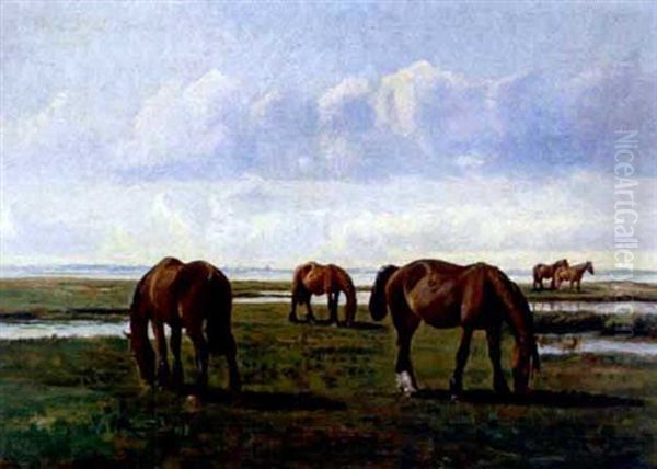 Horses In A Pasture by Nils Hans Christiansen