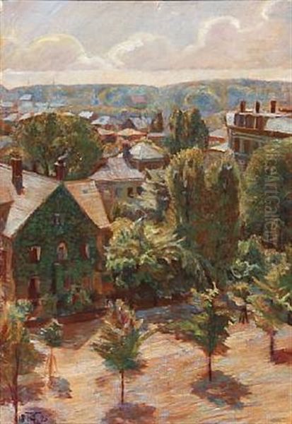 Udsigt Fra Vindue I Frederiksberg Alle Oil Painting by Poul S. Christiansen