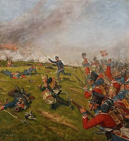 Scene From The First Schleswian War Oil Painting by Rasmus Christiansen