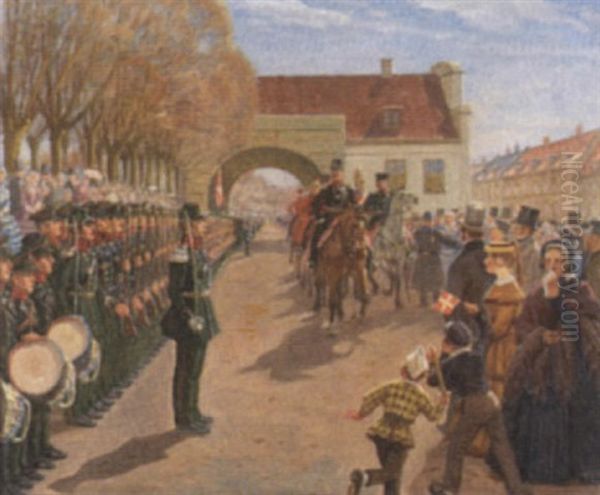 Kongelig Inspektion Af Et Militaerregiment Oil Painting by Rasmus Christiansen