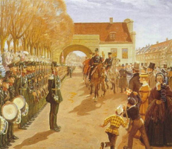 Militaer Vagtparade Ved Byporten I Fredericia by Rasmus Christiansen