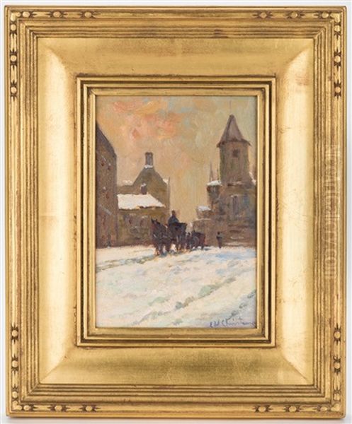 Winter Streetscape Oil Painting by Ernest William Christmas