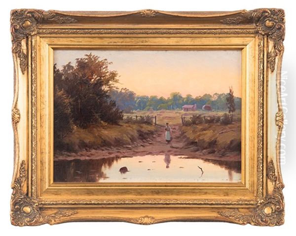 Figure In Landscape Oil Painting by Ernest William Christmas