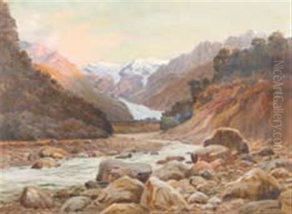 West Coast Glacier Oil Painting by Ernest William Christmas