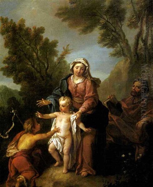 La Sainte Famille Avec Saint Jean-baptiste Oil Painting by Joseph Christophe