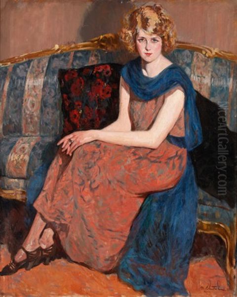 Portrait Of A Young Woman On A Divan Oil Painting by Alejandro Christophersen