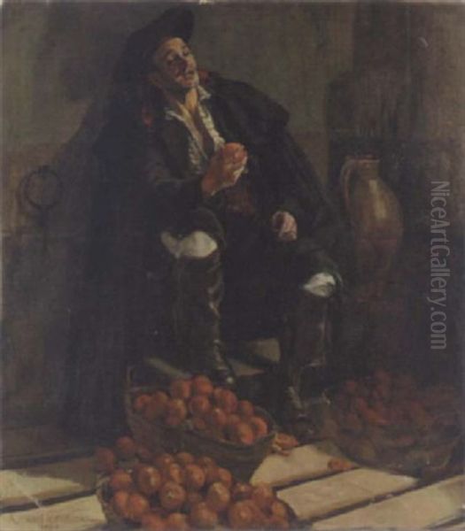 The Orange Seller Oil Painting by Alejandro Christophersen