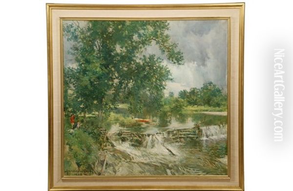 Old Mill Dam Oil Painting by Howard Chandler Christy