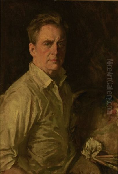 Self Portrait With Palette Oil Painting by Howard Chandler Christy