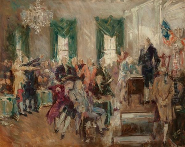 Study For Scene At The Signing Of The Constitution Of The United States Oil Painting by Howard Chandler Christy