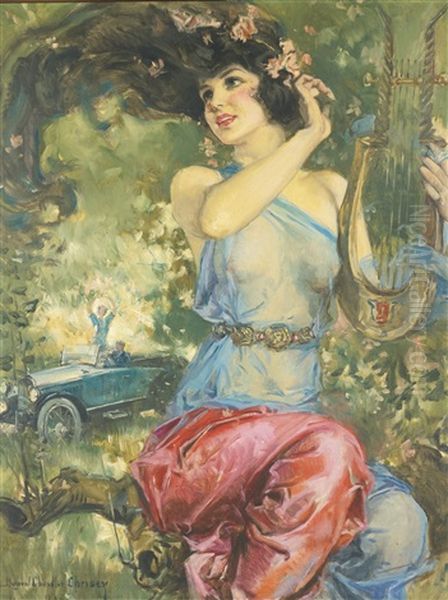 Motor Magazine Cover Oil Painting by Howard Chandler Christy