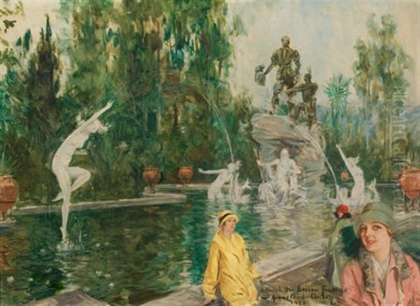 Balboa Fountain (sketch) Oil Painting by Howard Chandler Christy