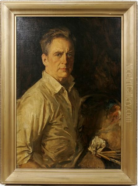 Self Portrait With Palette Oil Painting by Howard Chandler Christy