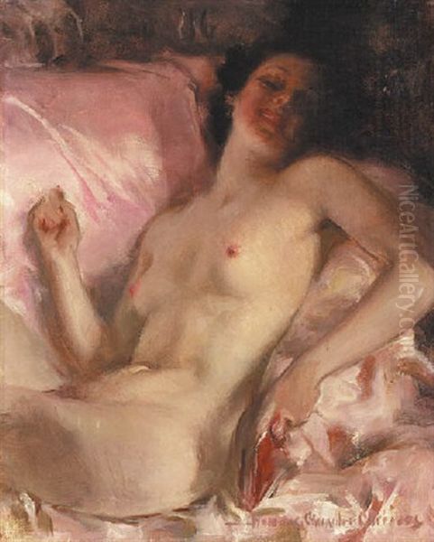 Portrait Of A Nude Woman In Repose Oil Painting by Howard Chandler Christy