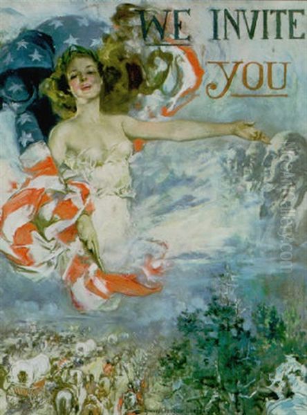 We Invite You Oil Painting by Howard Chandler Christy