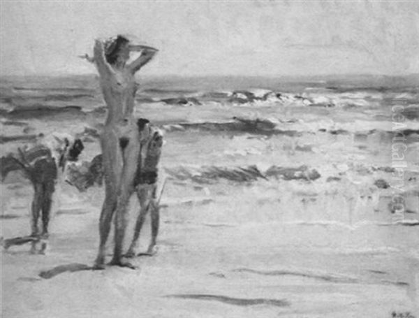 Nude Bather On The Beach by Howard Chandler Christy