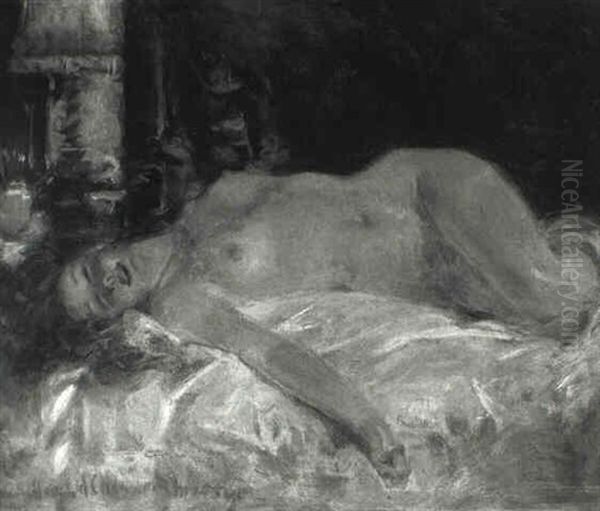 Reclining Nude Oil Painting by Howard Chandler Christy