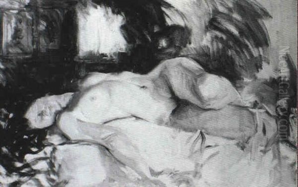 Figure Study: Lounging Nude Oil Painting by Howard Chandler Christy