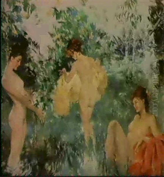 Three Bathers Oil Painting by Howard Chandler Christy