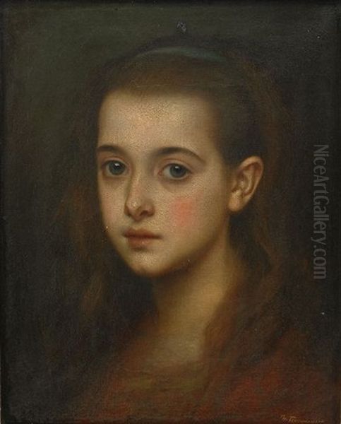 Portrait Of A Girl Oil Painting by Fedor Petrovich Chumakov