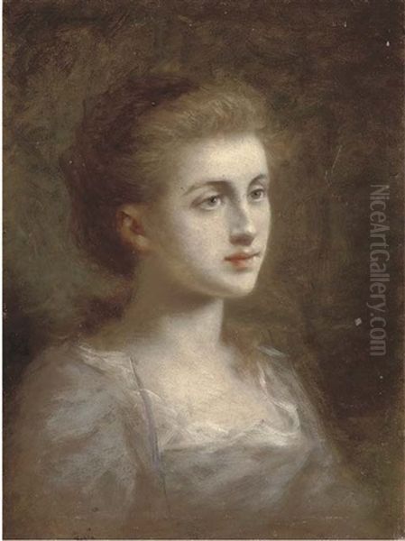 Portrait Of A Young Lady In A Grey Dress Oil Painting by Fedor Petrovich Chumakov