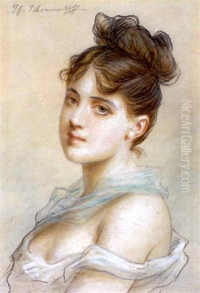 Nuoren Naisen Muotokuva (portrait Of A Young Lady) Oil Painting by Fedor Petrovich Chumakov