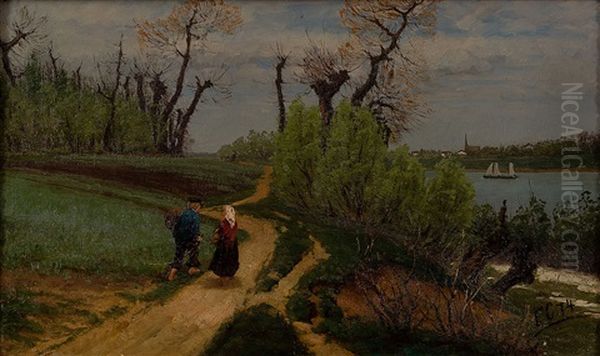 Going Home Oil Painting by Fanny Maria Churberg