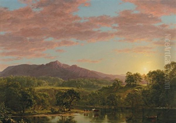 A New England Lake Oil Painting by Frederic Edwin Church