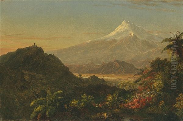 South American Landscape (study For Chimborazo) Oil Painting by Frederic Edwin Church