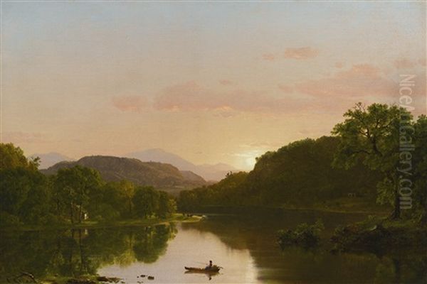 View In New England Oil Painting by Frederic Edwin Church