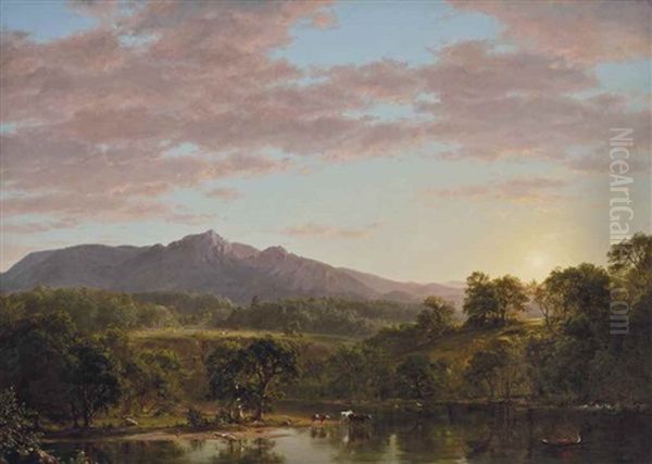 A New England Lake Oil Painting by Frederic Edwin Church