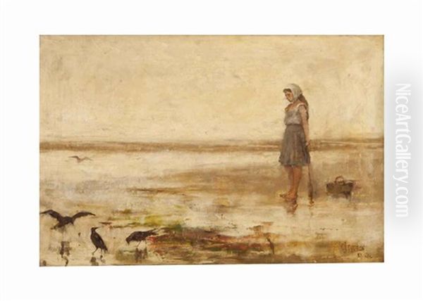 Digging For Clams Oil Painting by Frederick Stuart Church