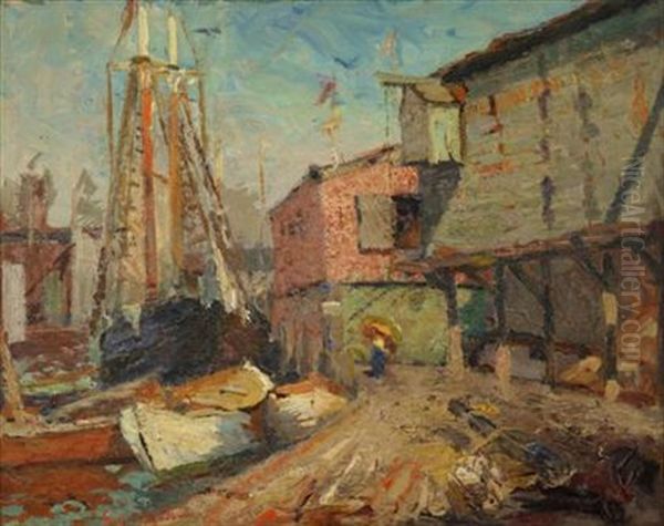 Gloucester Harbor Oil Painting by Alfred Vance Churchill