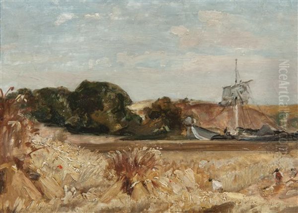 The Sutton Shore From Martlesham With Ship by Thomas Churchyard