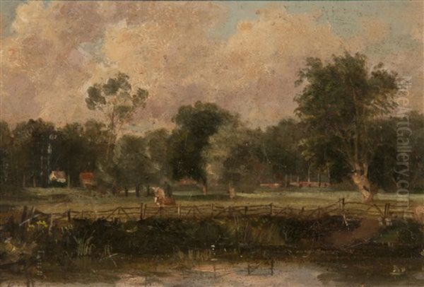 Ufford Meadows Oil Painting by Thomas Churchyard