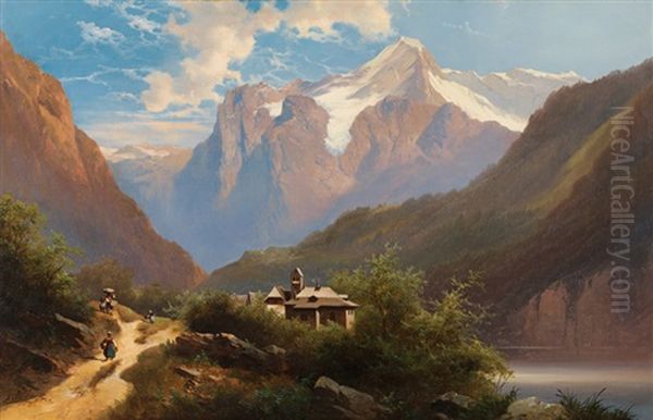 Mountainscape Oil Painting by Adolf Chwala